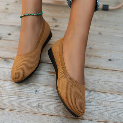 Womens Knit Loafer Flats With Arch Support Lightweight Breathable Knit Upper Wide Fit All Day Comfort