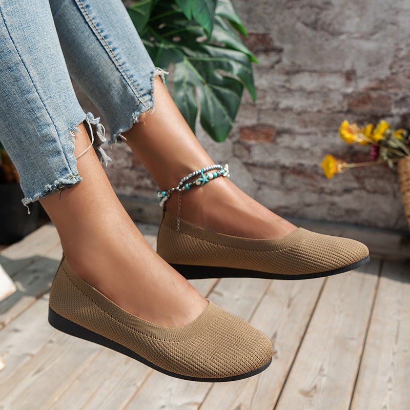 Womens Knit Loafer Flats With Arch Support Lightweight Breathable Knit Upper Wide Fit All Day Comfort