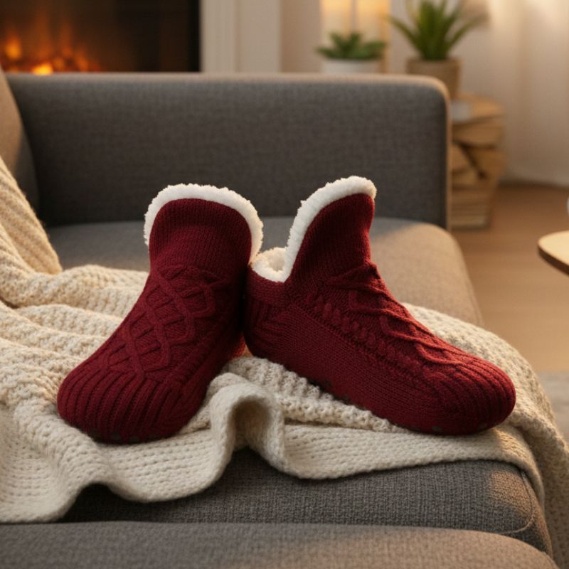 Unisex Slipper Socks With Thick Fleece Lining And Non Slip Grips For Warmth And Comfort On Cold Floors