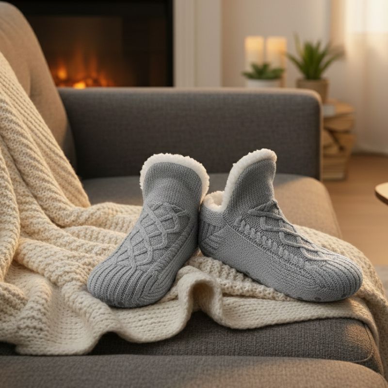Unisex Slipper Socks With Thick Fleece Lining And Non Slip Grips For Warmth And Comfort On Cold Floors