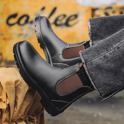 Waterproof Leather Chelsea Boots Unisex With Wide Fit Arch Support All Weather Durable