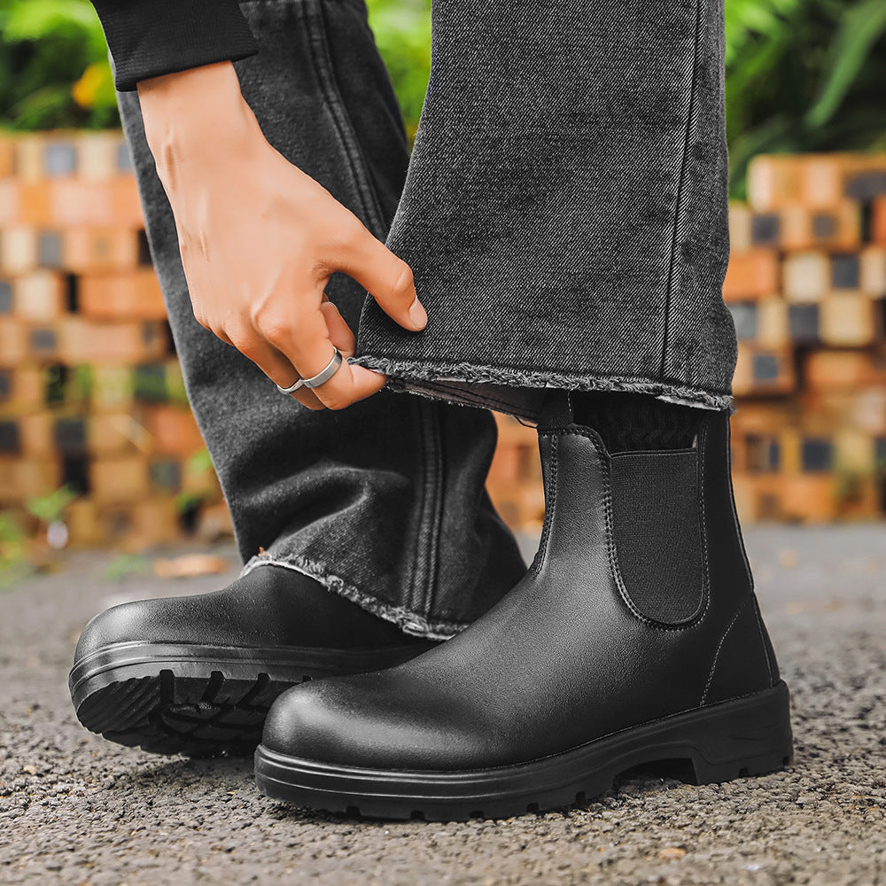 Waterproof Leather Chelsea Boots Unisex With Wide Fit Arch Support All Weather Durable