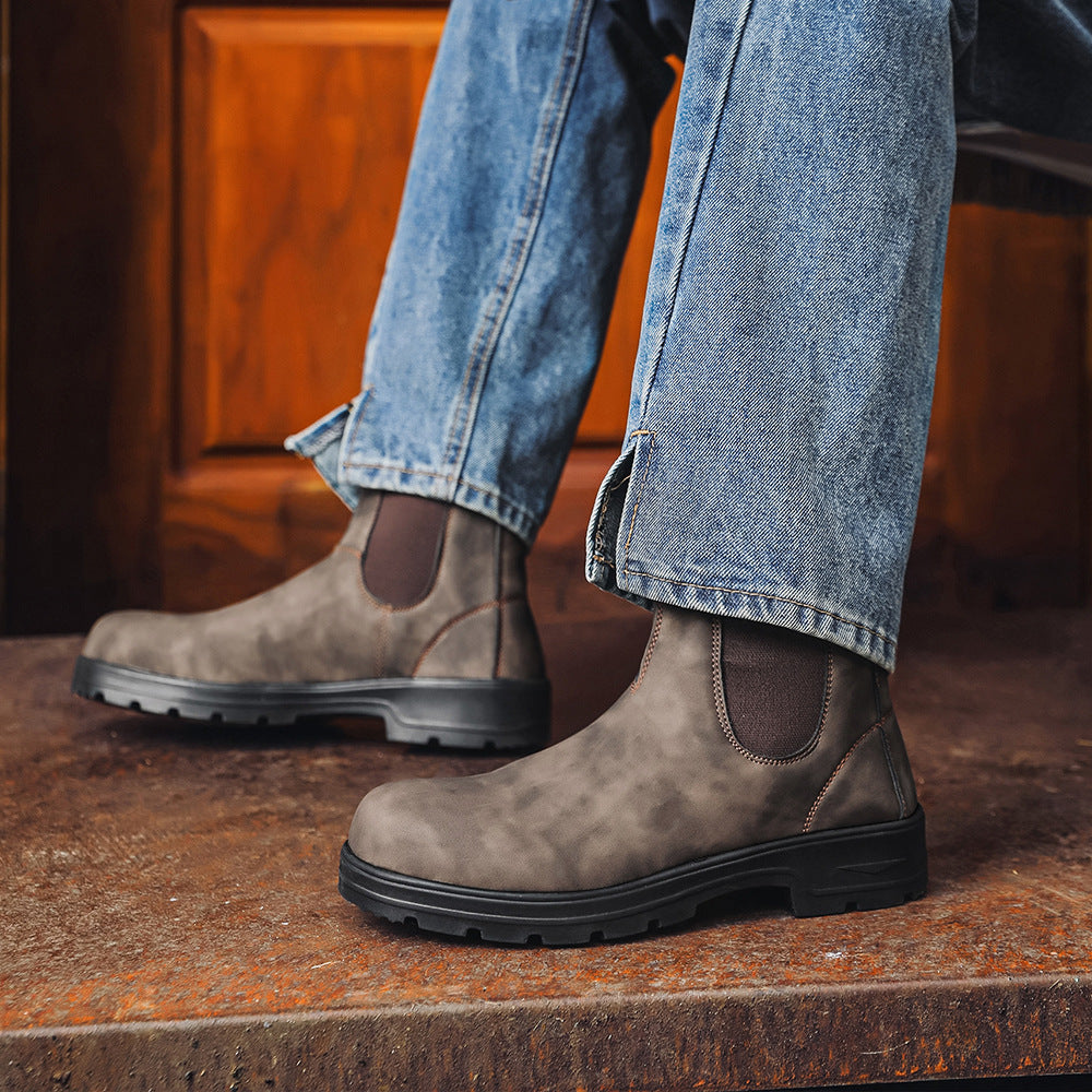 Waterproof Leather Chelsea Boots Unisex With Wide Fit Arch Support All Weather Durable