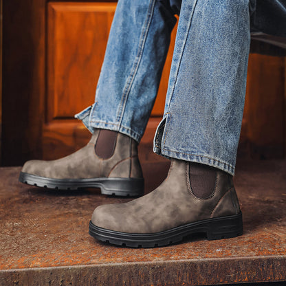 Waterproof Leather Chelsea Boots Unisex With Wide Fit Arch Support All Weather Durable