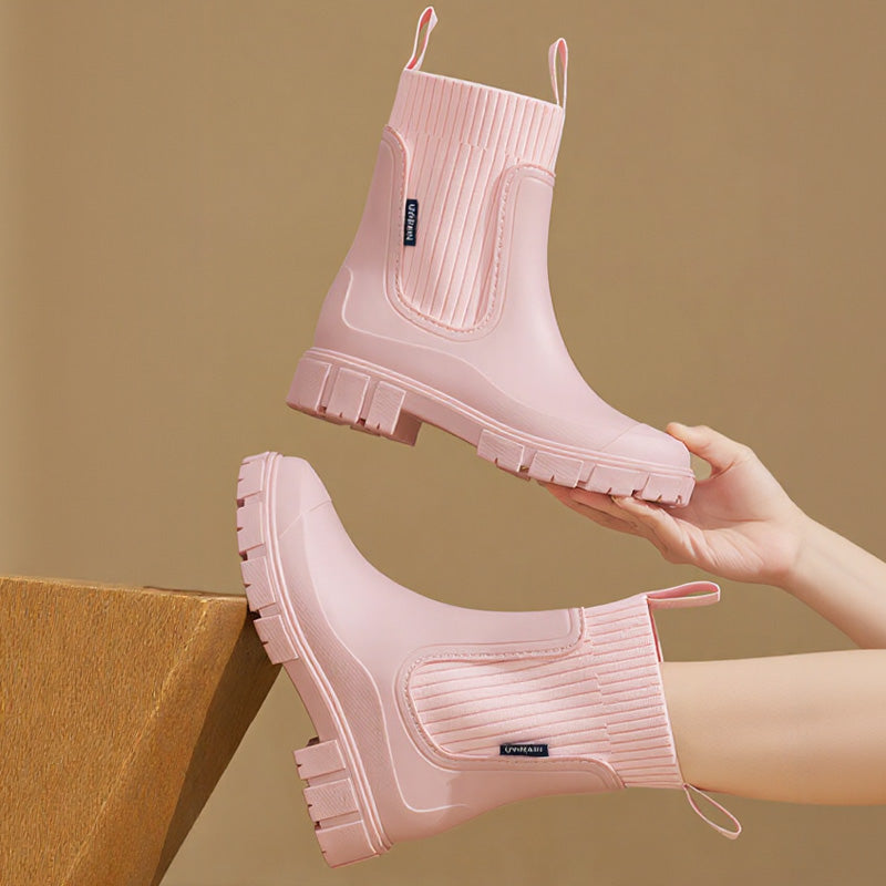 Women's Chelsea Rain Boots Arch Support Waterproof Ankle Boots for All Day Comfort and Style