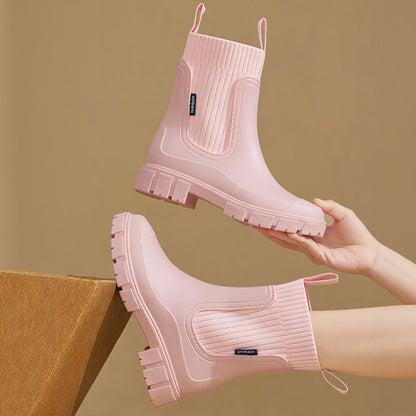 Women's Chelsea Rain Boots Arch Support Waterproof Ankle Boots for All Day Comfort and Style