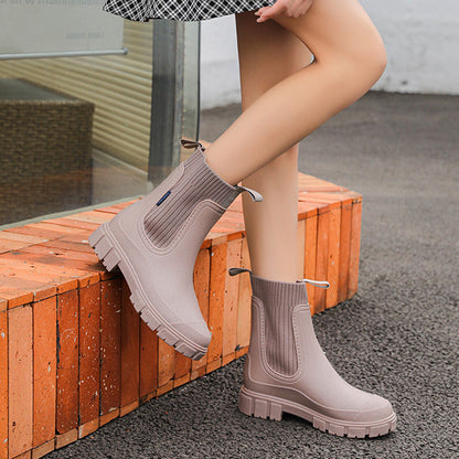 Women's Chelsea Rain Boots Arch Support Waterproof Ankle Boots for All Day Comfort and Style