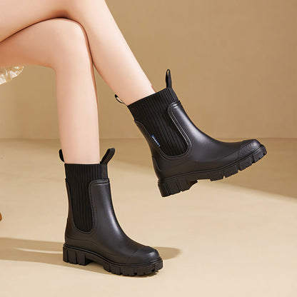 Women's Chelsea Rain Boots Arch Support Waterproof Ankle Boots for All Day Comfort and Style