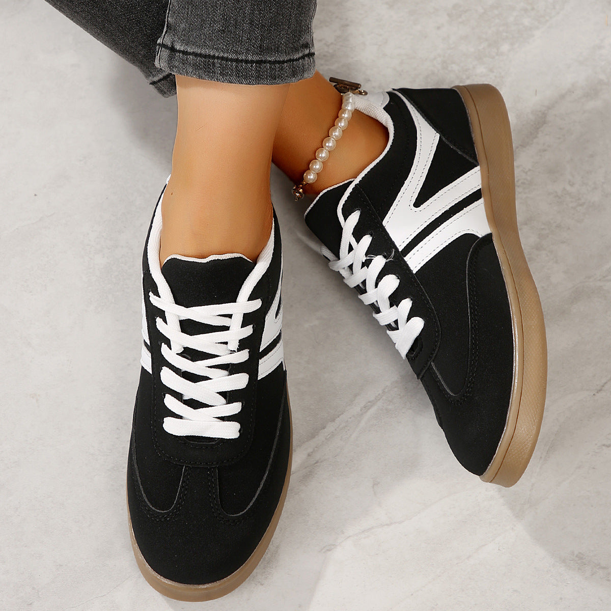 Wide Fit Orthopedic Lace Up Sneakers For Women With Built In Arch Support And Vegan Suede