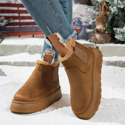 Women's Winter Ankle Boots Plush Lined Platform Chelsea Inspired Warmth And Comfort
