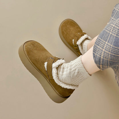 Platform Mary Janes For Women With Arch Support And Plush Fleece Lining In Suede