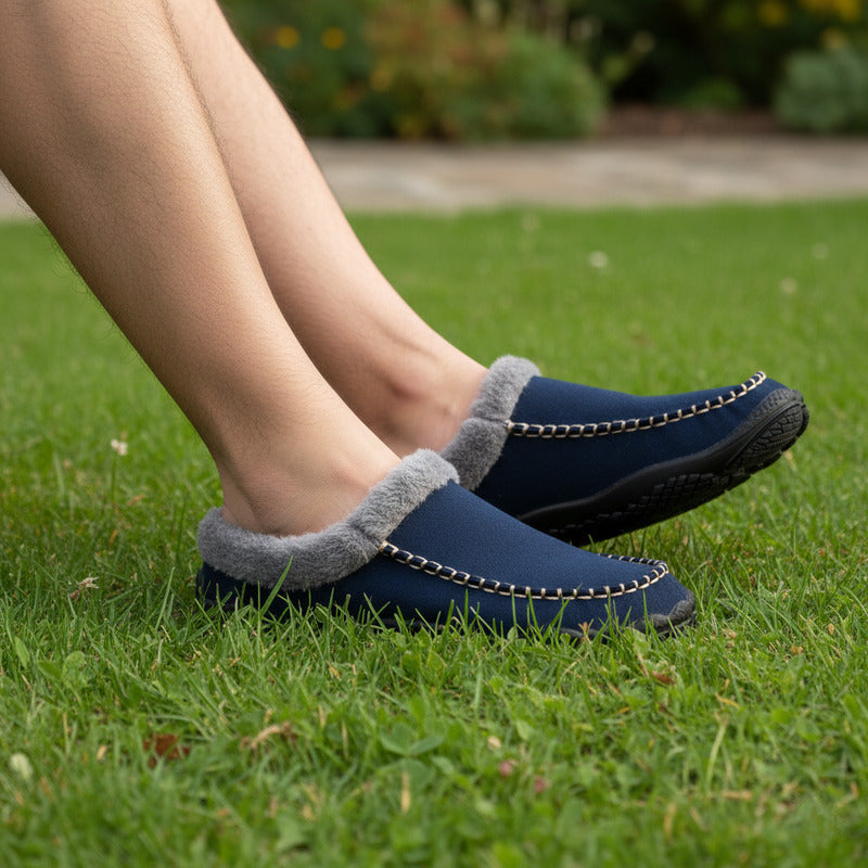 Memory Foam Slippers With Arch Support For Home Comfort Warm Fleece Lined Unisex Mules