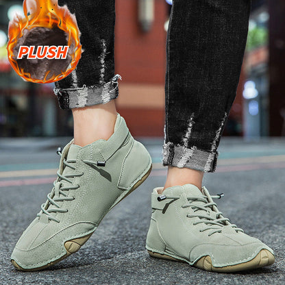 Unisex Orthopedic Leather Boots With Wide Toe Design and Insulated Plush Lining for Cold Weather