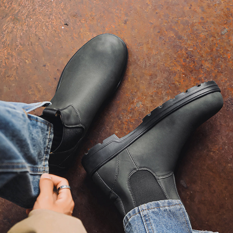 Waterproof Leather Chelsea Boots Unisex With Wide Fit Arch Support All Weather Durable