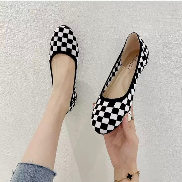 Womens Knit Loafer Flats With Arch Support Lightweight Breathable Knit Upper Wide Fit All Day Comfort
