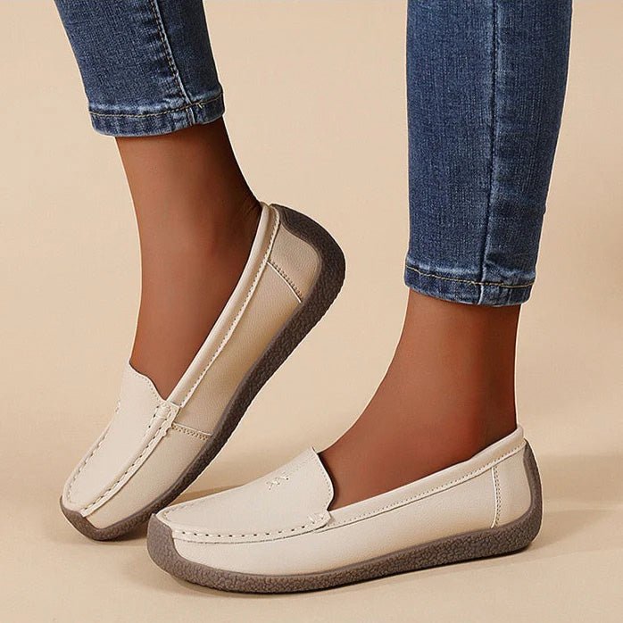 Women's Supportive Leather Loafers With Built In Arch Support Premium Eco Leather Wide Fit Slip On Shoes