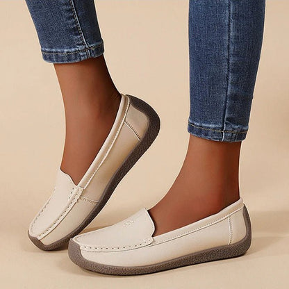 Women's Supportive Leather Loafers With Built In Arch Support Premium Eco Leather Wide Fit Slip On Shoes