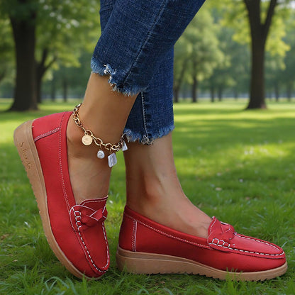 Womens Orthopedic Wide Fit Slip Ons Leather Comfort Loafers For All Day Support And Relief