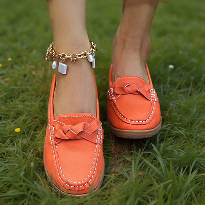 Womens Orthopedic Wide Fit Slip Ons Leather Comfort Loafers For All Day Support And Relief