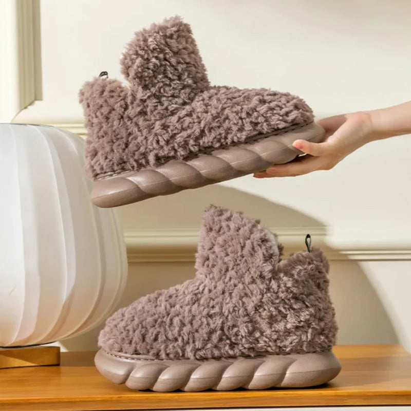 Humtto Women's Warm Ankle Boots – Plush Fleece Lined Winter Slippers