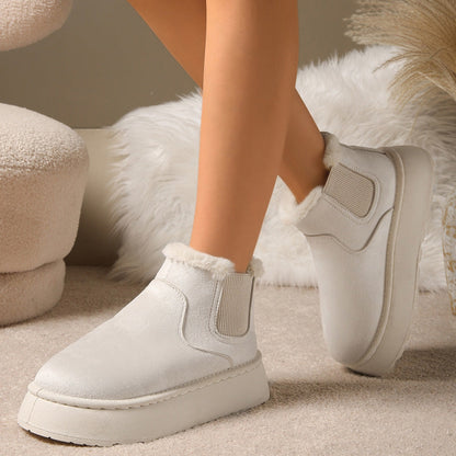 Women's Winter Ankle Boots Plush Lined Platform Chelsea Inspired Warmth And Comfort