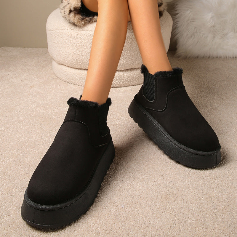 Women's Winter Ankle Boots Plush Lined Platform Chelsea Inspired Warmth And Comfort
