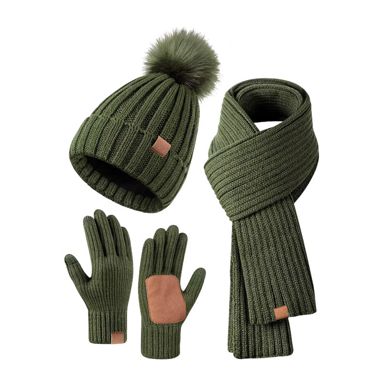 Women's Winter Hat Scarf Gloves Set All-in-One Warmth With Touchscreen Beanie For Everyday Outdoors