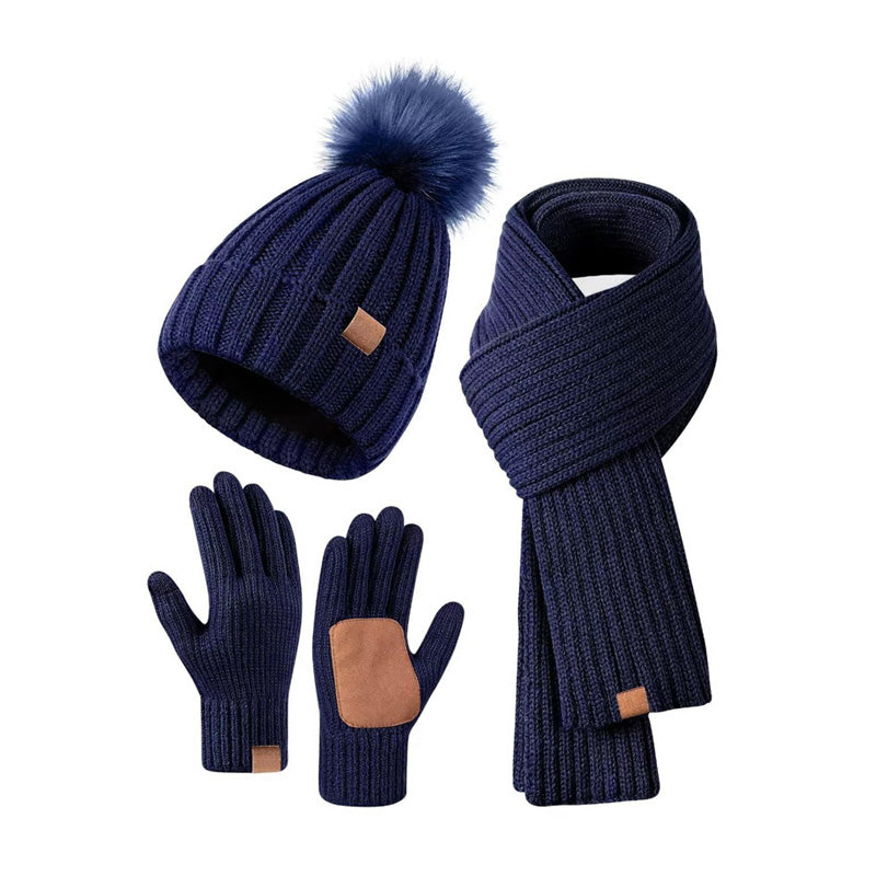 Women's Winter Hat Scarf Gloves Set All-in-One Warmth With Touchscreen Beanie For Everyday Outdoors