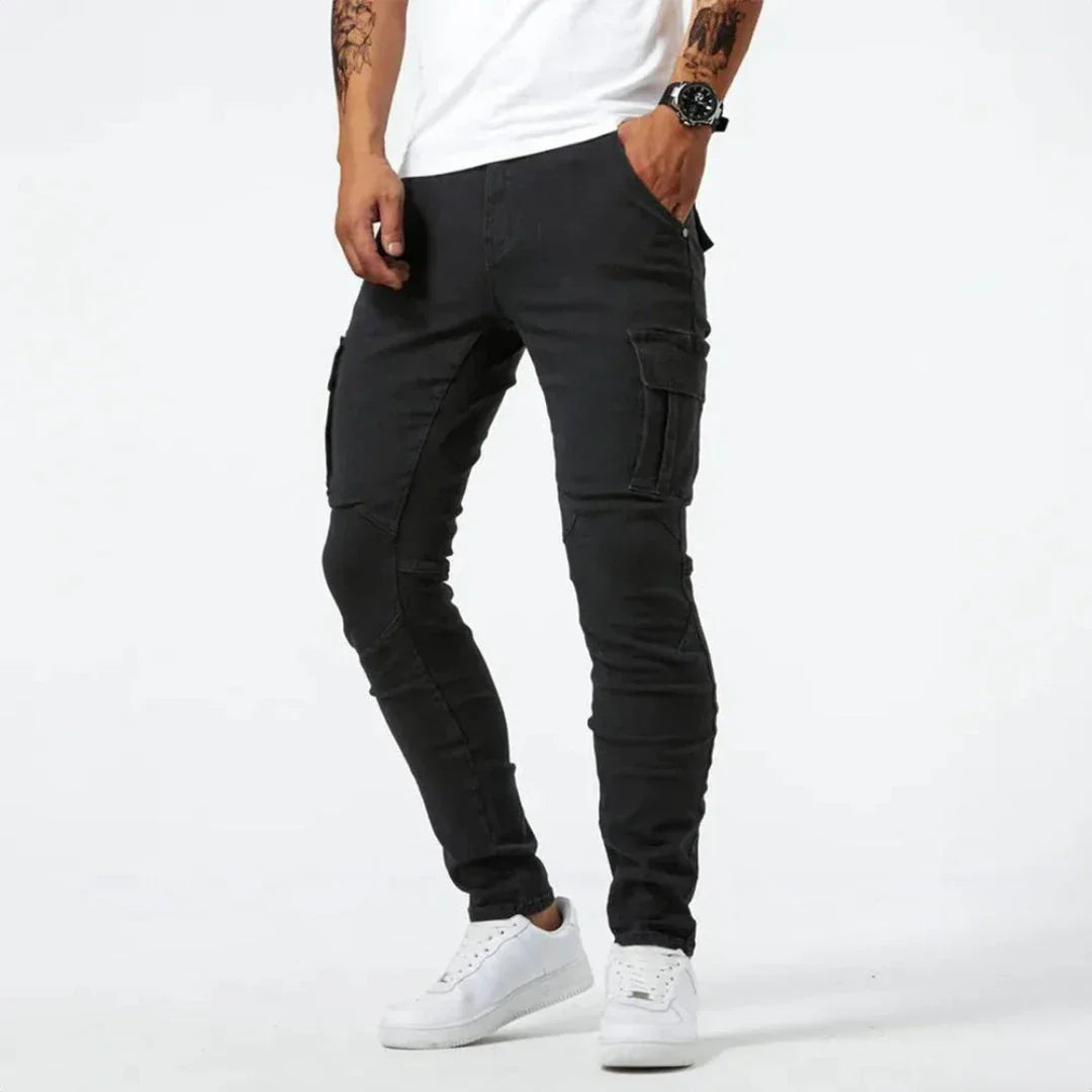 Waylynn Hunter Denim Slim Cargo Pants For Men With 4 Way Stretch Utility Cargo Jeans