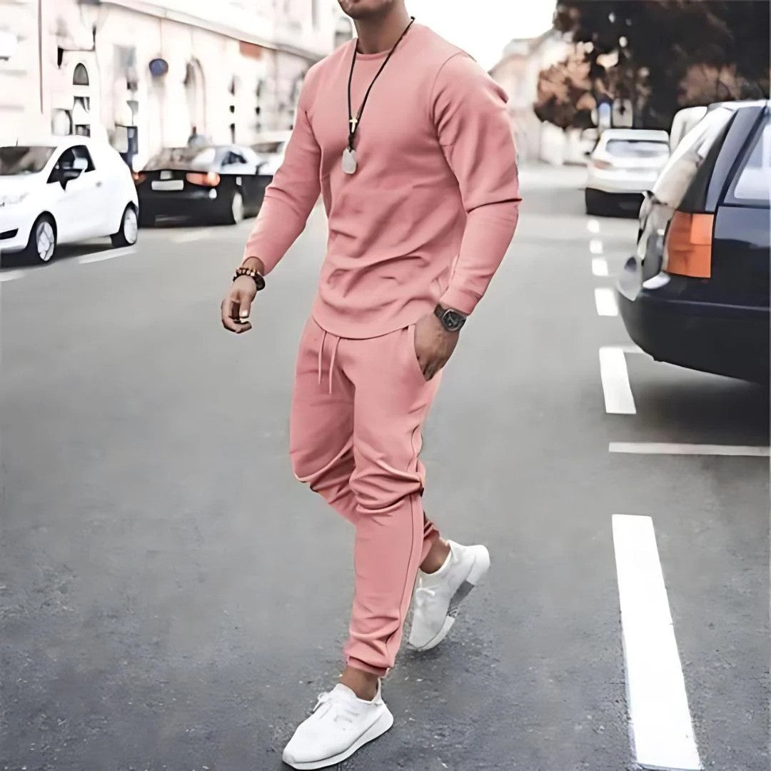 Jacob Mens Casual Two Piece Tracksuit Set With Long Sleeve Top And Jogger Pants For Daily Wear