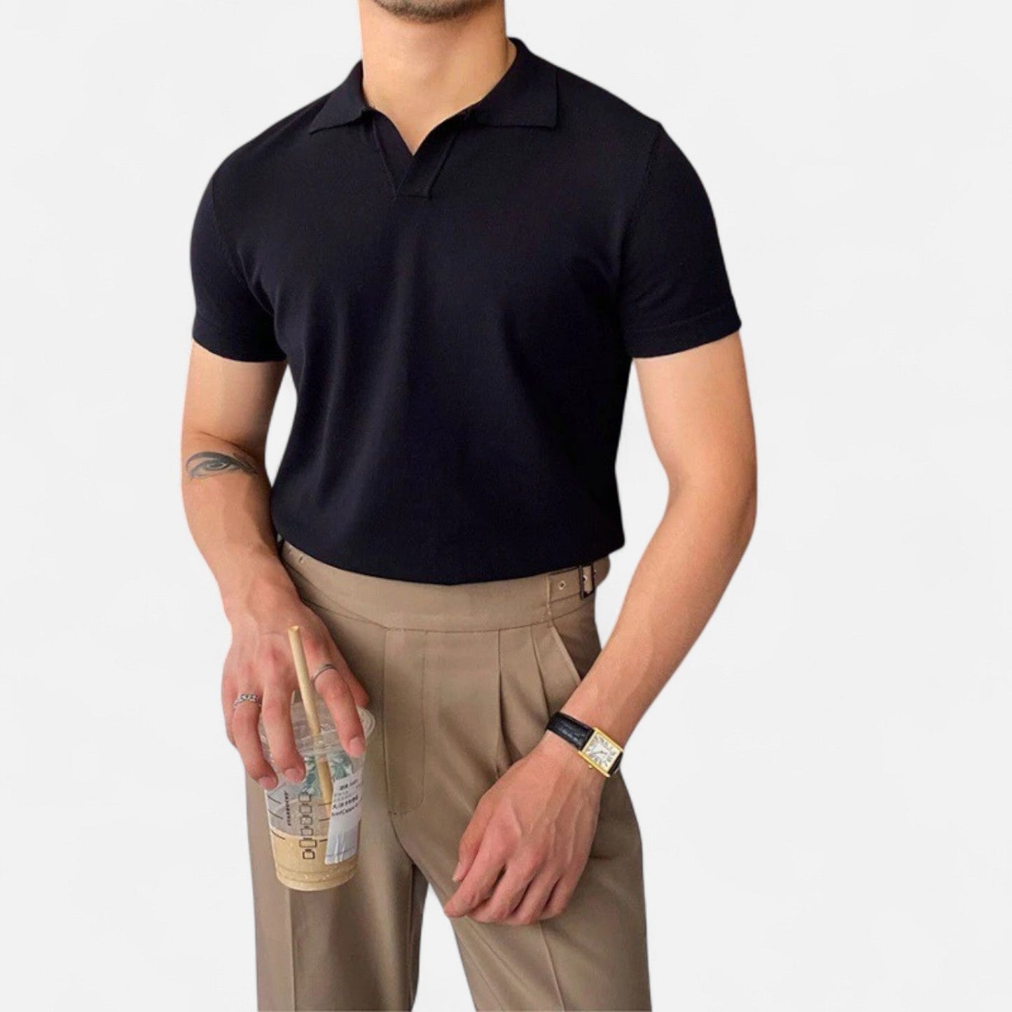 Ancient World | Men's V-Neck Polo – Discreet Luxury, Classic Elegance "Old Money"
