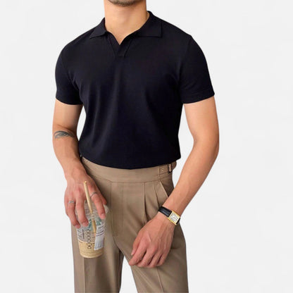 Ancient World | Men's V-Neck Polo – Discreet Luxury, Classic Elegance "Old Money"