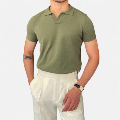Ancient World | Men's V-Neck Polo – Discreet Luxury, Classic Elegance "Old Money"