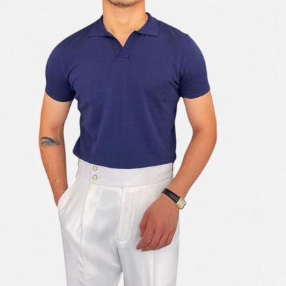 Ancient World | Men's V-Neck Polo – Discreet Luxury, Classic Elegance "Old Money"