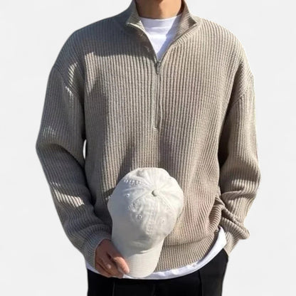 Ancient World | Men's Half-Zip Winter Sweater with Stand-Up Collar