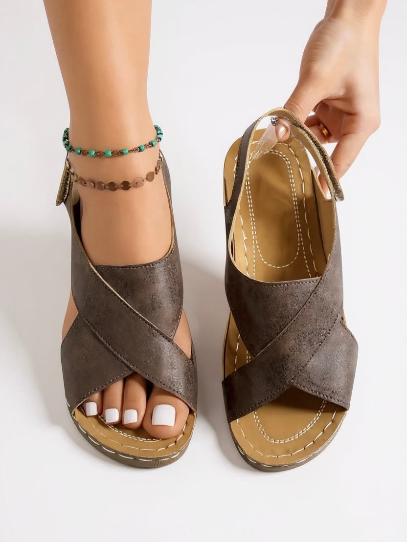 Women's Platform Wedge Sandals with Adjustable Strap and Cushioned Insole