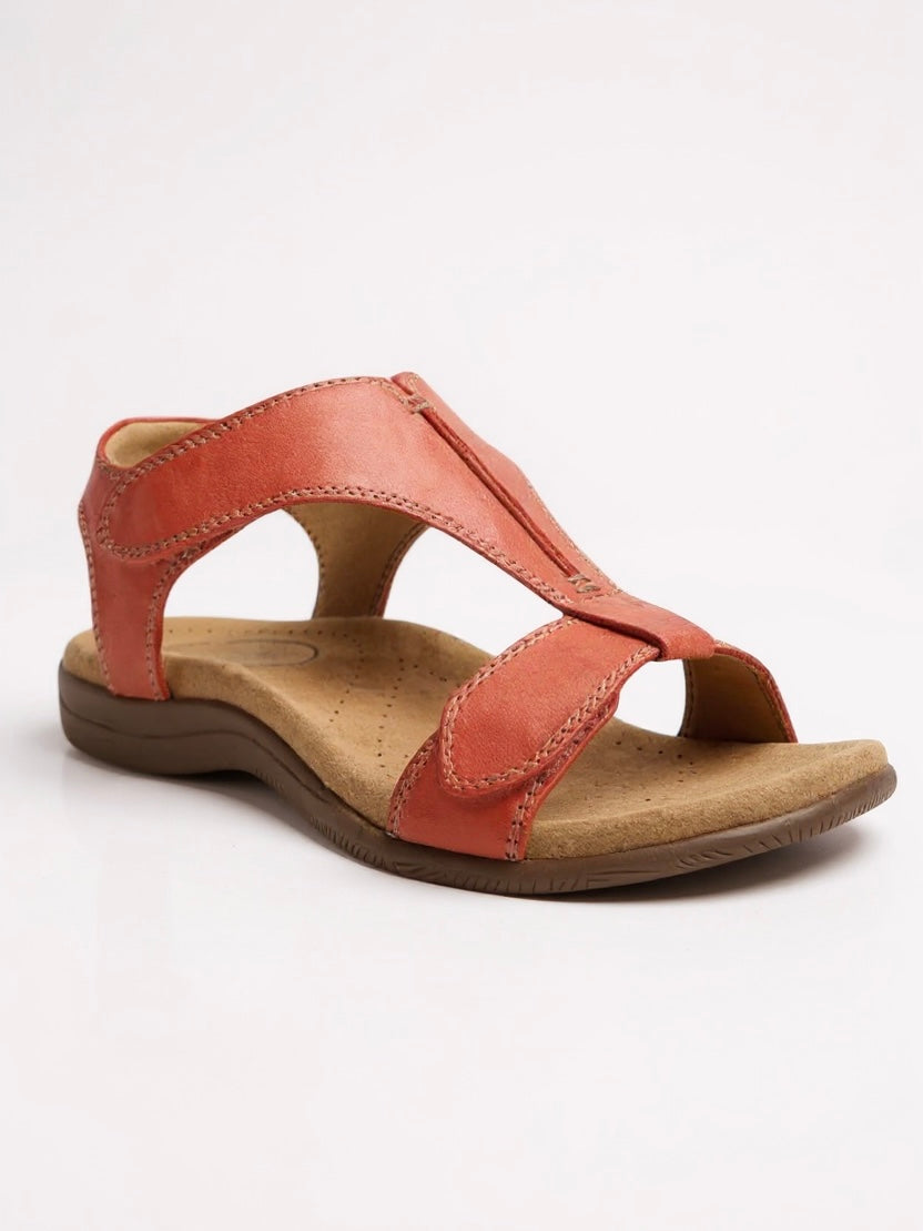 Women's Flat T-Strap Sandals with Cushioned Footbed and Durable Design