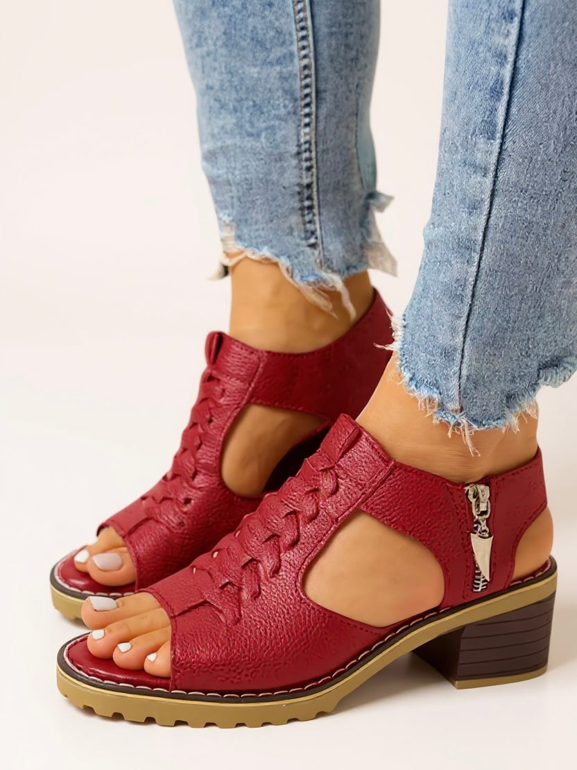 Women's Block Heel Sandals with Cushioned Insole and Adjustable Straps