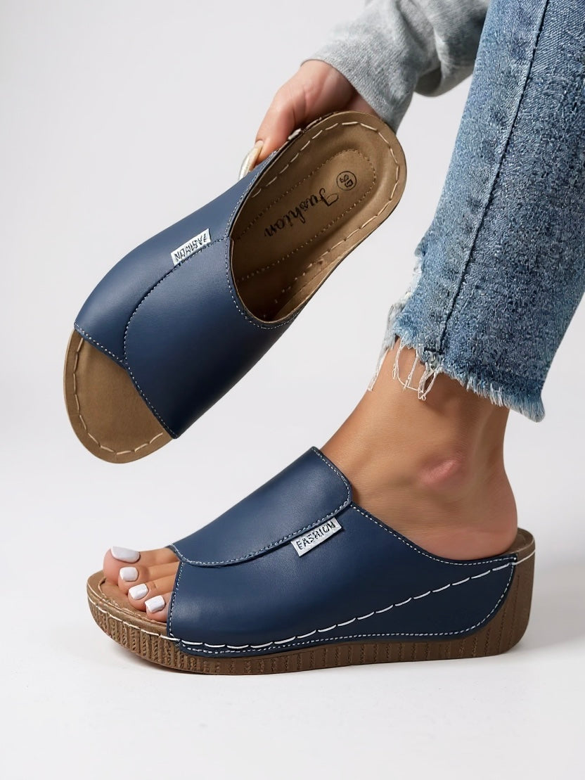 Women's Platform Cushioned Slides with Supportive Design and Easy Slip-On