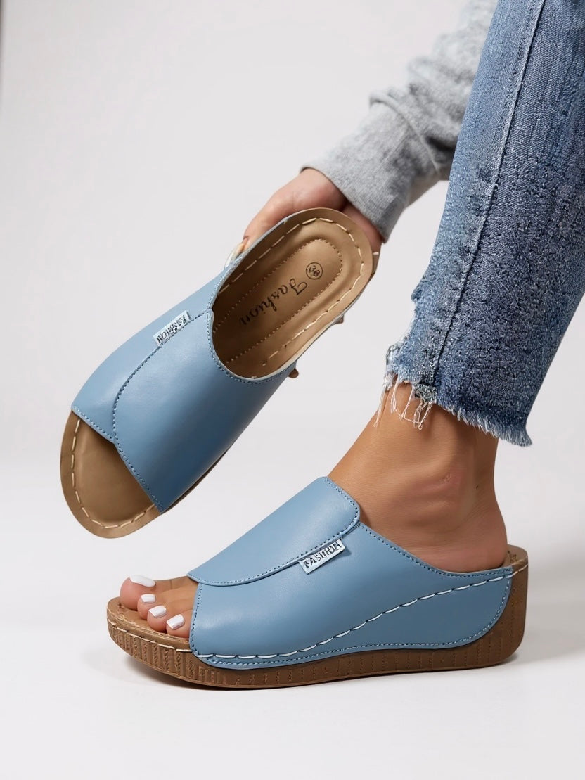 Women's Platform Cushioned Slides with Supportive Design and Easy Slip-On