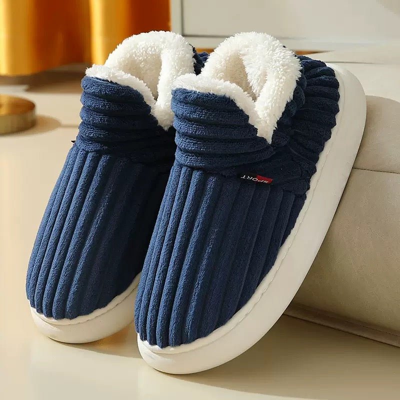 Unisex Corduroy Slippers With Arch Support And Plush Fleece Lining For All Day Comfort