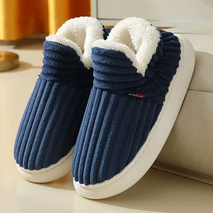 Unisex Corduroy Slippers With Arch Support And Plush Fleece Lining For All Day Comfort