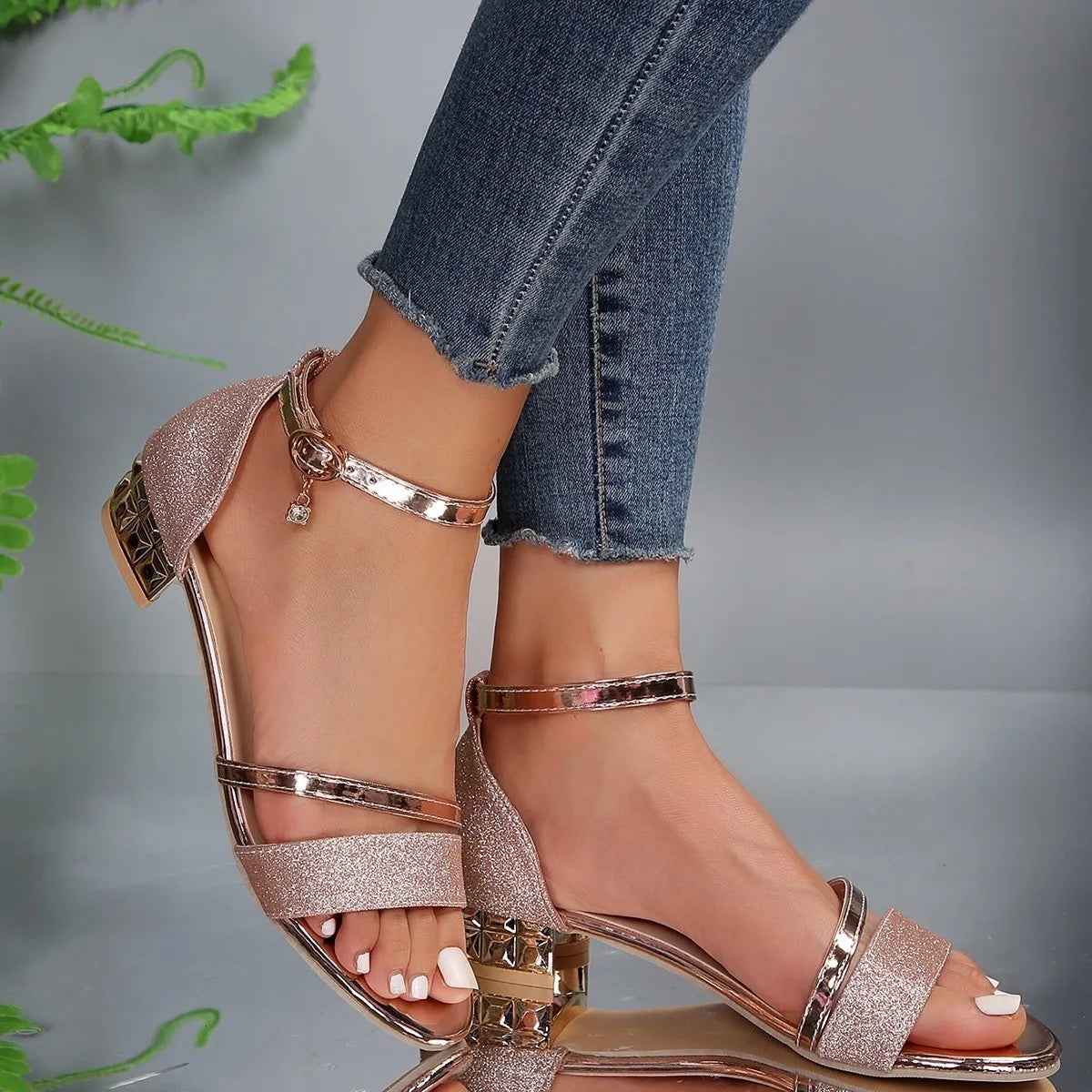 Sandals with Decorative Heel