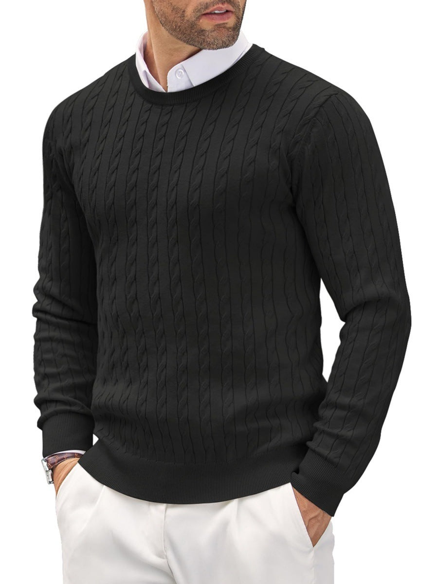 Slim pullover with round neck for men in fine knit