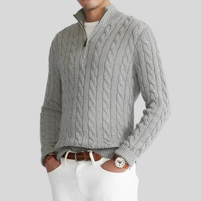 Paul Mens Cable Knit Zipper Sweater For Men Cozy Warmth And Timeless Style Premium Quality