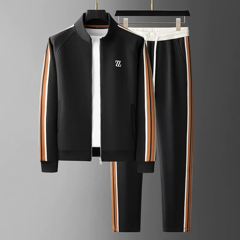 Gavin Mens Everyday Streetwear Jogging Suit Set With Side Stripes Tapered Fit For Casual Gym And Weekend Wear