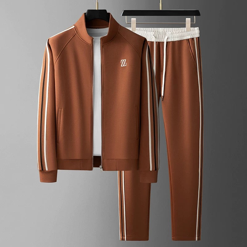 Gavin Mens Everyday Streetwear Jogging Suit Set With Side Stripes Tapered Fit For Casual Gym And Weekend Wear