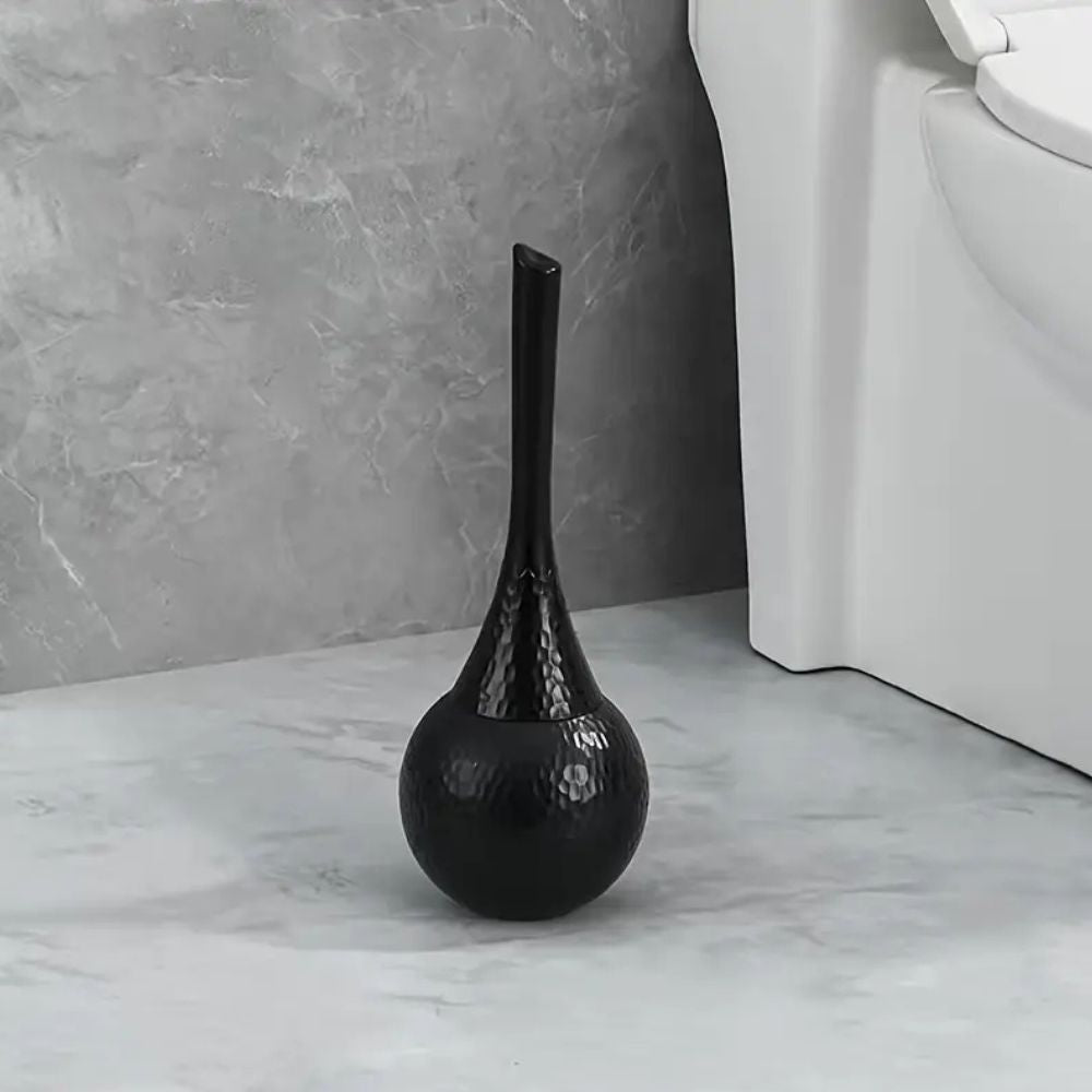 Modern Hammered Gold Toilet Brush with Holder