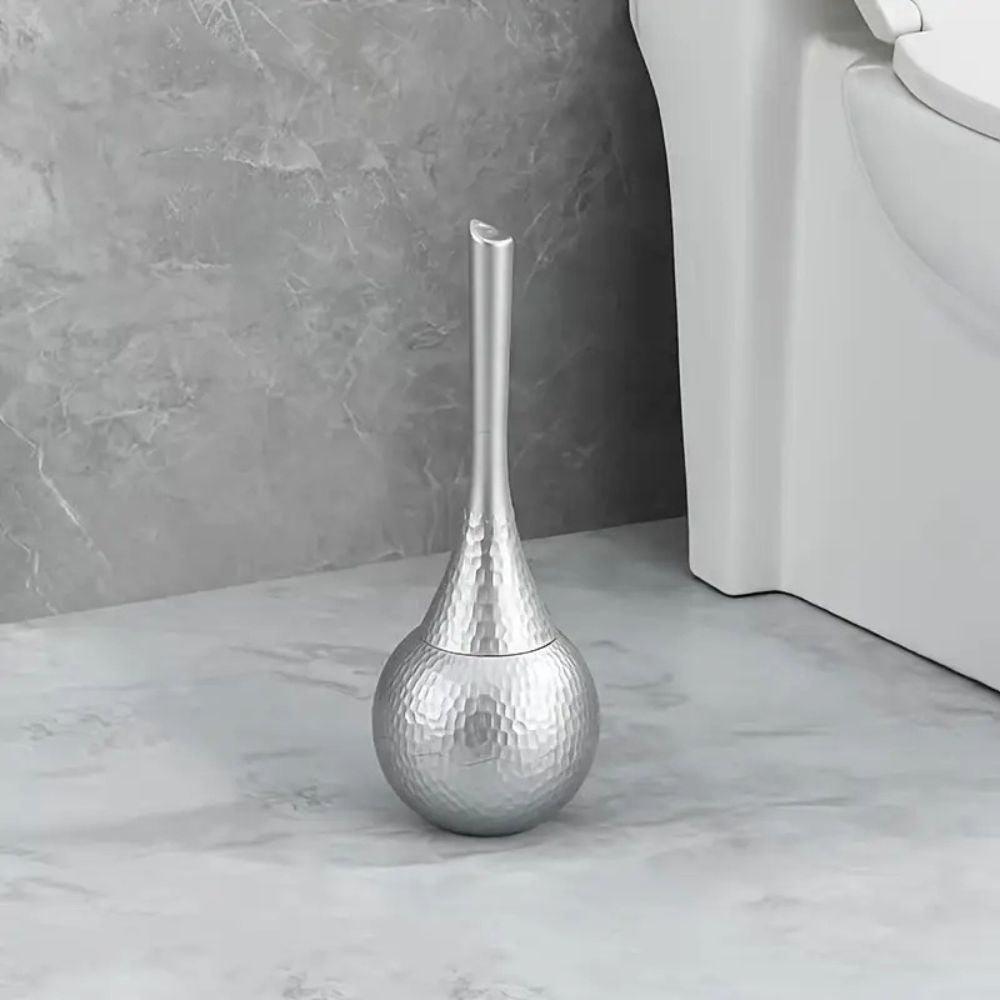 Modern Hammered Gold Toilet Brush with Holder