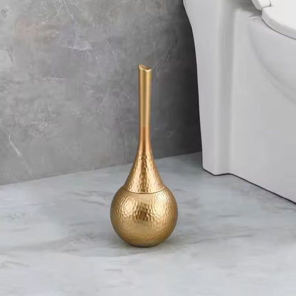 Modern Hammered Gold Toilet Brush with Holder